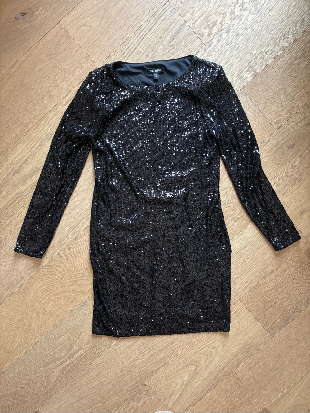 Express Black Sequin Long Sleeve Sheath Dress
